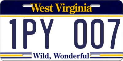 WV license plate 1PY007