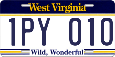 WV license plate 1PY010