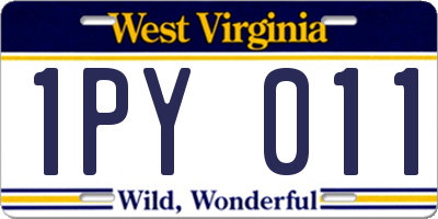 WV license plate 1PY011