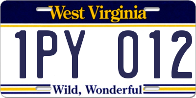 WV license plate 1PY012