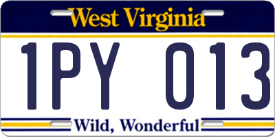 WV license plate 1PY013