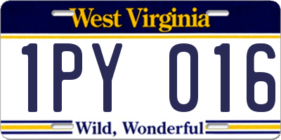 WV license plate 1PY016