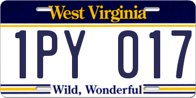 WV license plate 1PY017