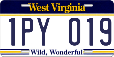 WV license plate 1PY019
