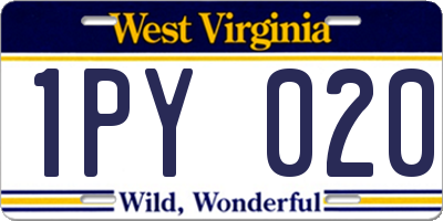 WV license plate 1PY020
