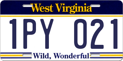 WV license plate 1PY021
