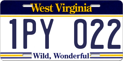 WV license plate 1PY022