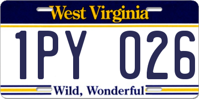 WV license plate 1PY026