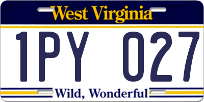 WV license plate 1PY027