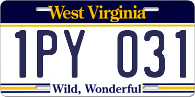 WV license plate 1PY031