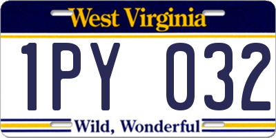 WV license plate 1PY032
