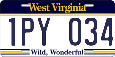 WV license plate 1PY034