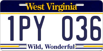 WV license plate 1PY036