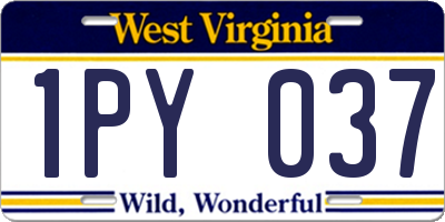 WV license plate 1PY037