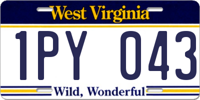 WV license plate 1PY043