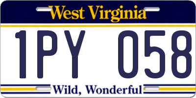 WV license plate 1PY058