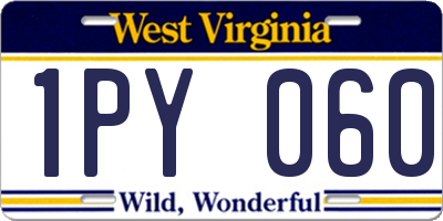 WV license plate 1PY060