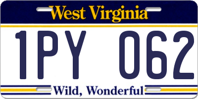 WV license plate 1PY062