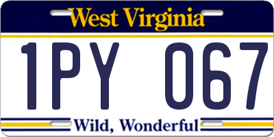 WV license plate 1PY067