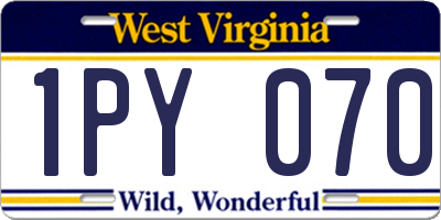 WV license plate 1PY070