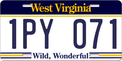 WV license plate 1PY071