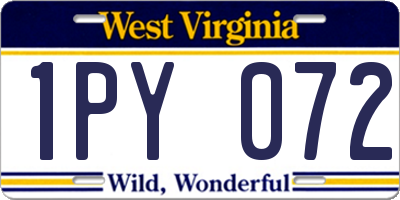 WV license plate 1PY072
