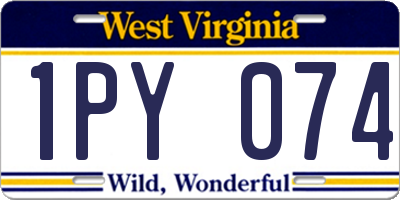 WV license plate 1PY074