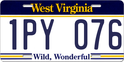 WV license plate 1PY076