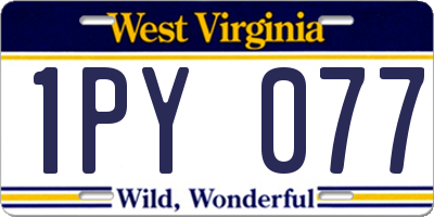 WV license plate 1PY077
