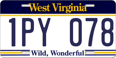 WV license plate 1PY078