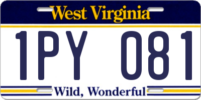 WV license plate 1PY081