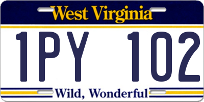 WV license plate 1PY102