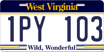 WV license plate 1PY103