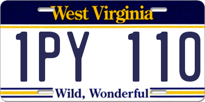 WV license plate 1PY110