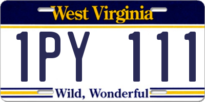 WV license plate 1PY111