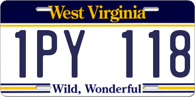 WV license plate 1PY118