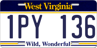 WV license plate 1PY136