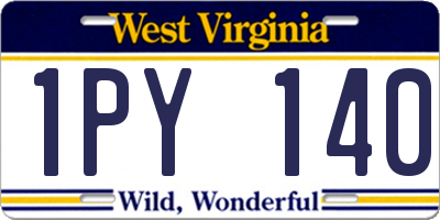 WV license plate 1PY140