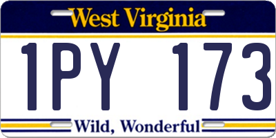 WV license plate 1PY173