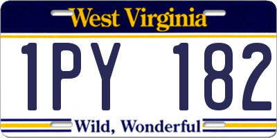 WV license plate 1PY182