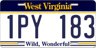 WV license plate 1PY183