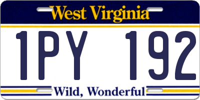 WV license plate 1PY192
