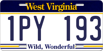 WV license plate 1PY193
