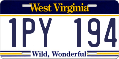 WV license plate 1PY194