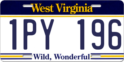 WV license plate 1PY196