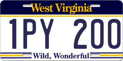 WV license plate 1PY200