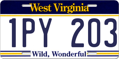 WV license plate 1PY203