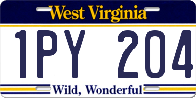 WV license plate 1PY204