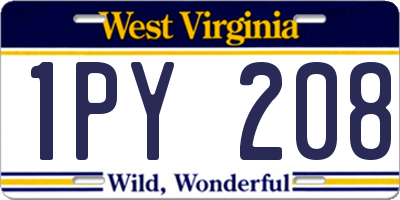 WV license plate 1PY208