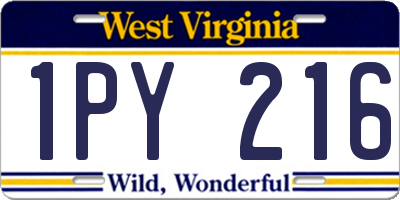 WV license plate 1PY216